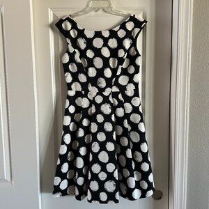 Eliza J Navy Blue and White Polka-dot Dress